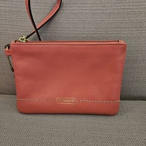 COACH Coral Pink Leather Wristlet